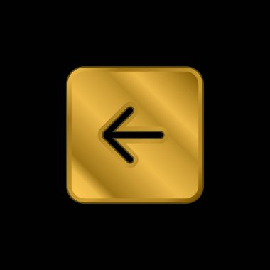 Back Black Square Interface Button Symbol gold plated metalic icon or logo vector