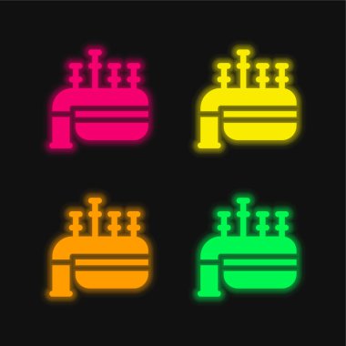 Gayda dört renk parlayan neon vektör simgesi