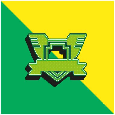 Rozet Yeşil ve Sarı Modern 3D vektör simgesi logosu