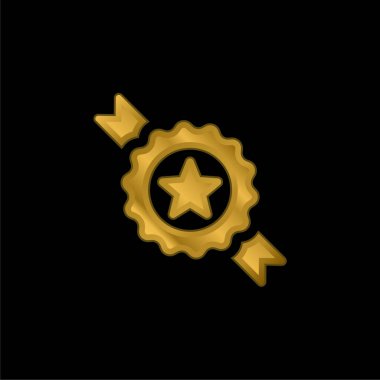 Rozet altın kaplama metalik simge veya logo vektörü