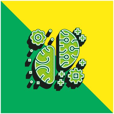 Beyin Fırtınası Yeşil ve Sarı Modern 3D vektör simgesi logosu