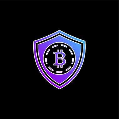 Bitcoin Safety Shield Symbol blue gradient vector icon