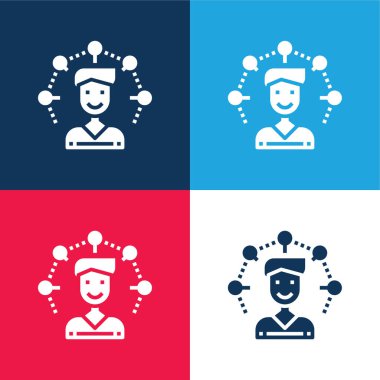 Yönetici mavi ve kırmızı dört renk en küçük simge kümesi