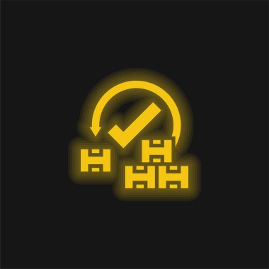 Acceptance yellow glowing neon icon clipart
