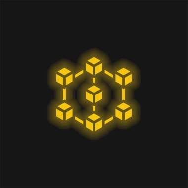 Blok zinciri sarı parlak neon simgesi