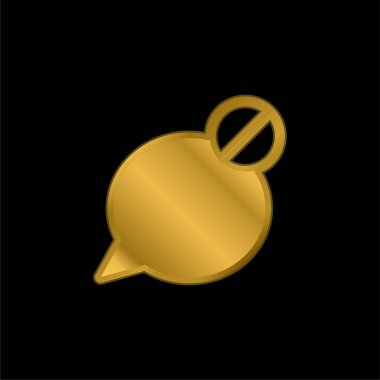 Block Speech Bubble gold plated metalic icon or logo vector