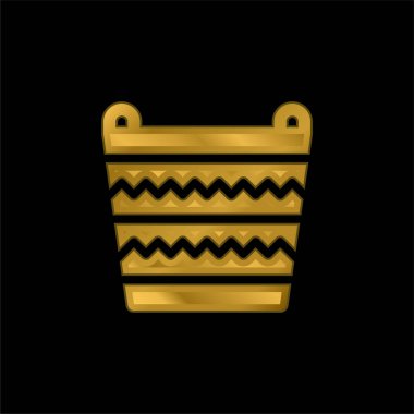 Sepet altın kaplama metalik simge veya logo vektörü