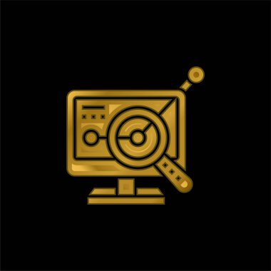Analyst gold plated metalic icon or logo vector clipart