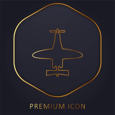 Airplane Of Small Size Top View golden line premium logo or icon