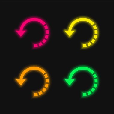 Arrow Circle With Half Broken Line four color glowing neon vector icon