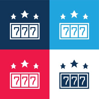 777 blue and red four color minimal icon set