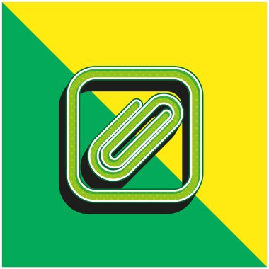 Attach Button Green and yellow modern 3d vector icon logo
