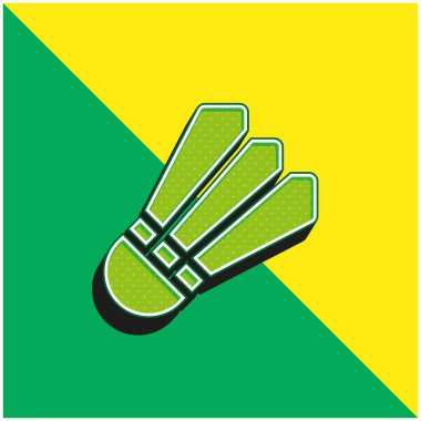 Badminton Yeşil ve Sarı 3D vektör simgesi logosu