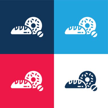 Breads blue and red four color minimal icon set