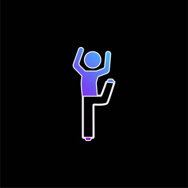Boy With Bended Leg And Arms Up blue gradient vector icon