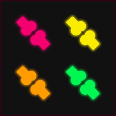 Kemik dört renk parlayan neon vektör simgesi