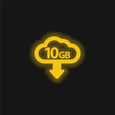 10 Gb Download yellow glowing neon icon