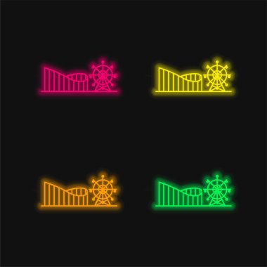 Lunapark dört renkli neon vektör simgesi