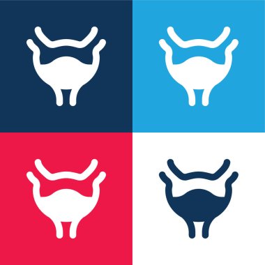 Bladder blue and red four color minimal icon set clipart