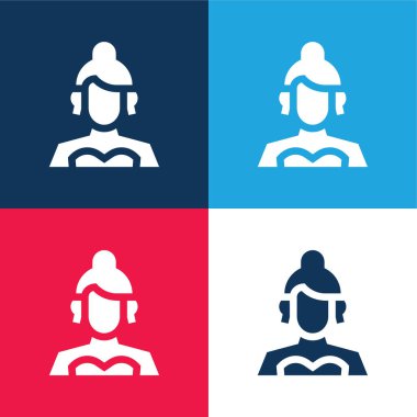 Aktris mavi ve kırmızı dört renk minimal simge kümesi