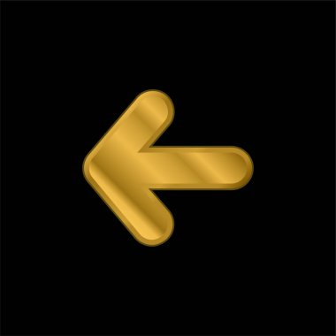 Sol altın kaplama metalik ikonu veya logo vektörünü gösteren ok