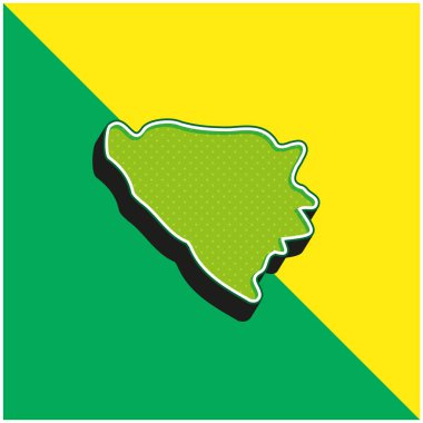 Bosnia And Herzegovina Green and yellow modern 3d vector icon logo clipart