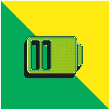 Batarya Durumu Yarı Güç Yeşil ve Sarı 3D vektör simgesine sahip