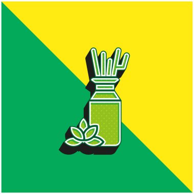 Aromaterapi Yeşil ve sarı modern 3D vektör simgesi logosu