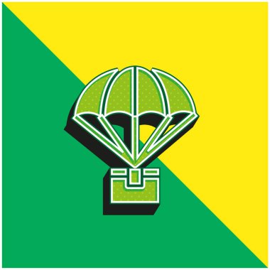 Kutu Yeşil ve Sarı Modern 3D vektör simgesi logosu