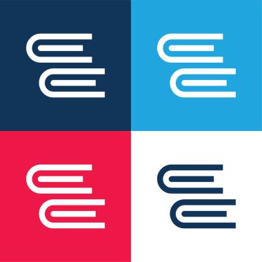 Kitaplar mavi ve kırmızı dört renk asgari simge kümesi