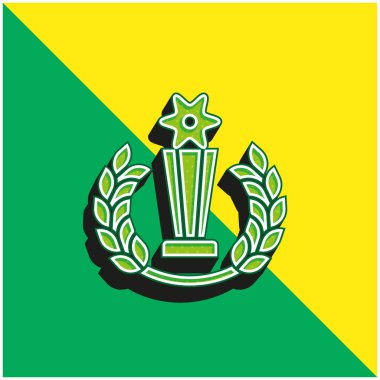 Ödül Yeşil ve Sarı Modern 3D vektör simgesi logosu