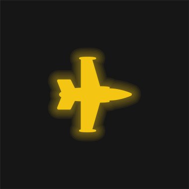 Uçak silueti sarı parlak neon simgesi