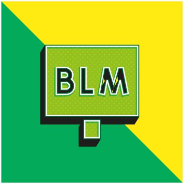 Blm Yeşil ve sarı modern 3d vektör simgesi logosu