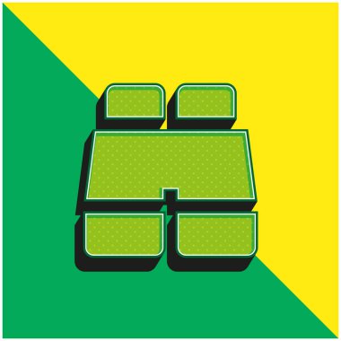 Dürbün Yeşil ve Sarı Modern 3D vektör simgesi logosu