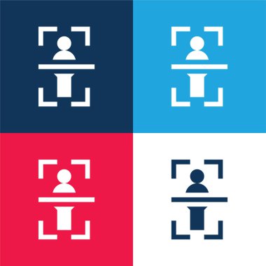 Gövde taraması mavi ve kırmızı dört renk minimal simgesi