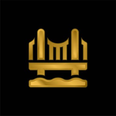 Köprü altın kaplama metalik simge veya logo vektörü