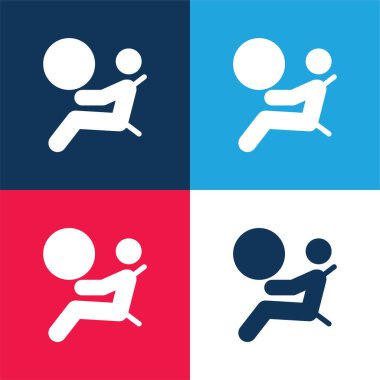 Hava yastığı mavi ve kırmızı dört renk minimal simge kümesi