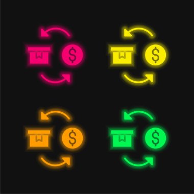 Parlayan dört renkli neon vektör simgesi