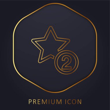 2 Yıldız Sembolü Altın çizgi prim logosu veya simgesi