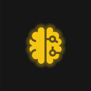 Beyin sarısı parlak neon simgesi