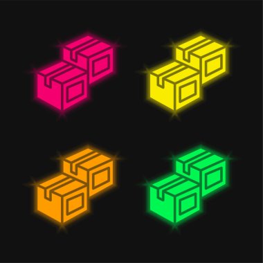 Parlayan dört renkli neon vektör simgesi