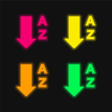 A 'dan Z' ye alfabetik sırayla parlayan neon vektör simgesi