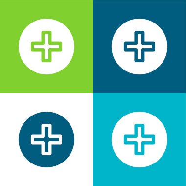 Düz dört renk simgesi seti ekle