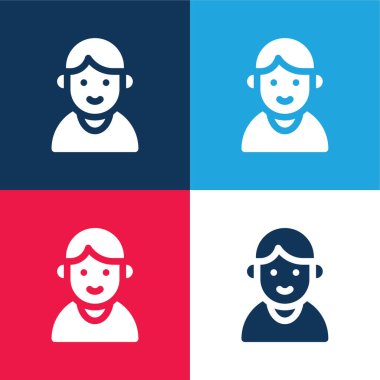 Oğlan mavi ve kırmızı dört renk minimal simge kümesi