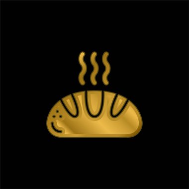 Ekmek altın kaplama metalik simge veya logo vektörü