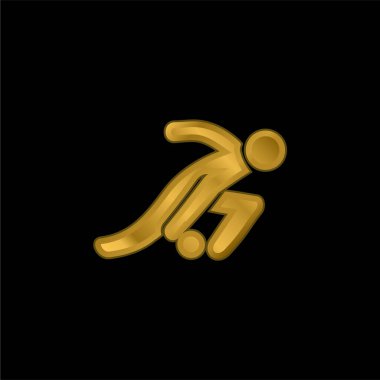 Bowling altın kaplama metalik simge veya logo vektörü