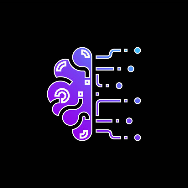 Значок синего градиента мозга