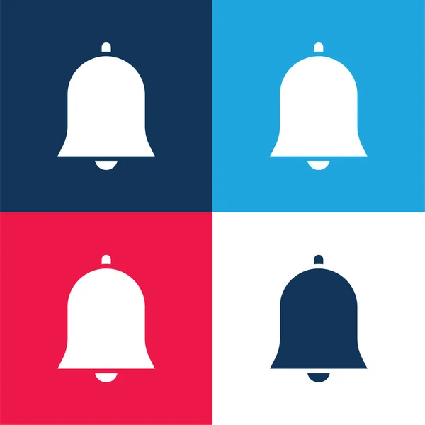 Bell Blue Red Four Color Minimal Icon Set — Stock Vector