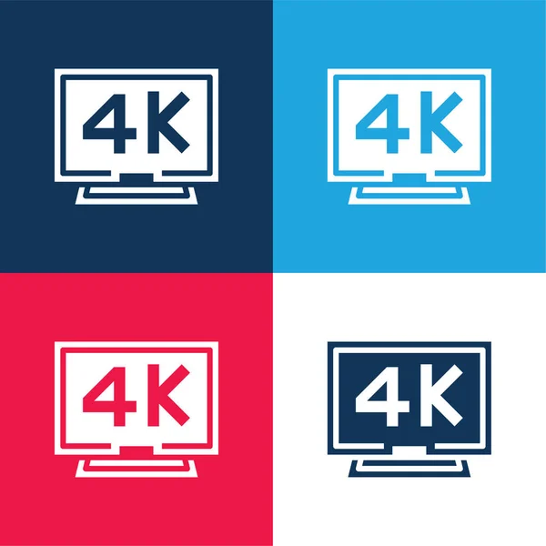 Blue Red Four Color Minimal Icon Set — Wektor stockowy