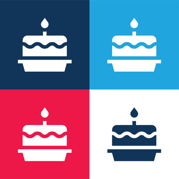 Birthday Cake blue and red four color minimal icon set